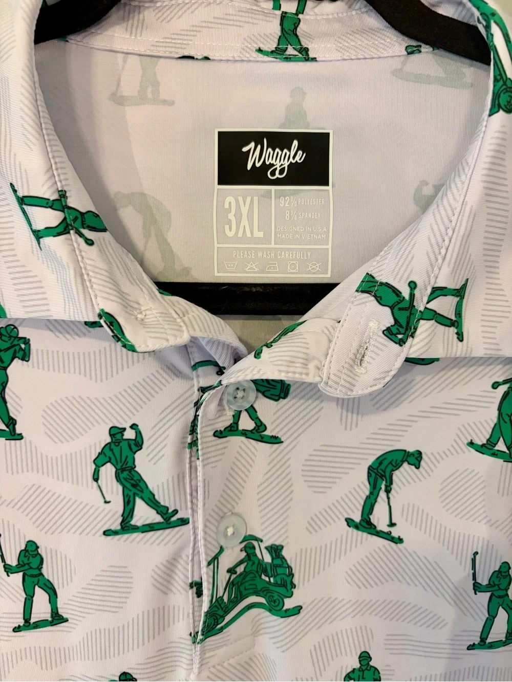 Waggle Men's Toy Soldier Golfers Polo Shirt sz 3XL Golf Casual moisture wicking - Picture 2 of 3